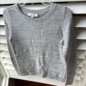 LOFT Gray Crewneck Sweater Soft Knit Design
